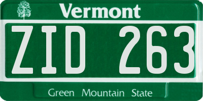 VT license plate ZID263