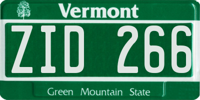 VT license plate ZID266