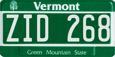 VT license plate ZID268