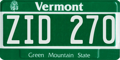 VT license plate ZID270