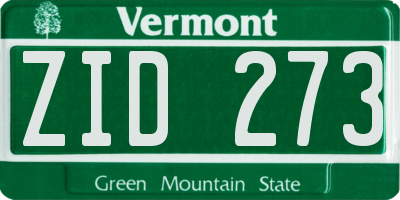 VT license plate ZID273
