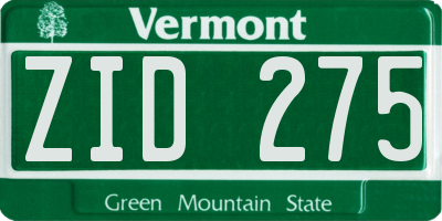 VT license plate ZID275