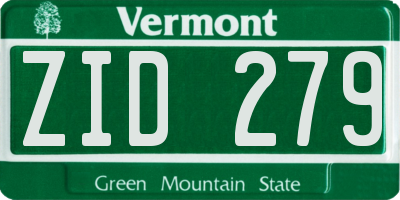 VT license plate ZID279