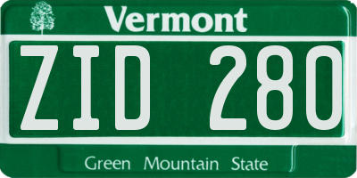 VT license plate ZID280