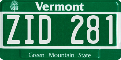 VT license plate ZID281