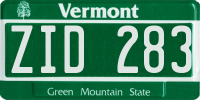 VT license plate ZID283