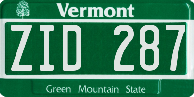 VT license plate ZID287