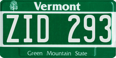 VT license plate ZID293