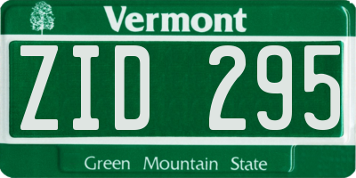VT license plate ZID295