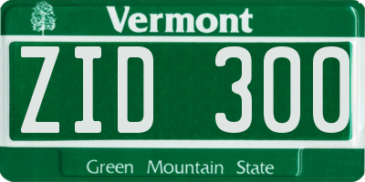VT license plate ZID300