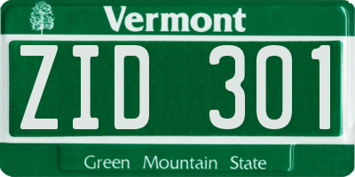 VT license plate ZID301