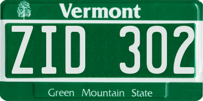 VT license plate ZID302