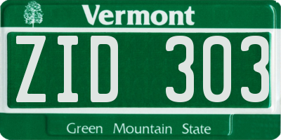 VT license plate ZID303
