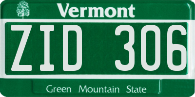 VT license plate ZID306