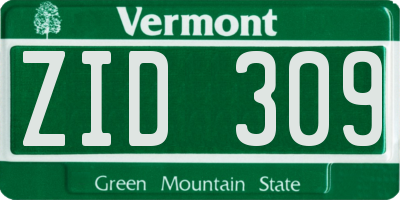 VT license plate ZID309