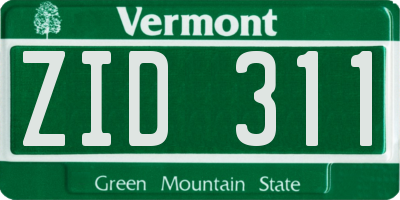 VT license plate ZID311