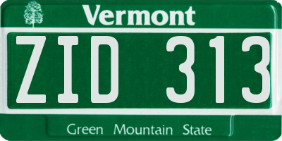 VT license plate ZID313