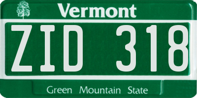 VT license plate ZID318