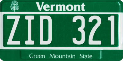 VT license plate ZID321