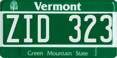 VT license plate ZID323