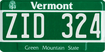 VT license plate ZID324