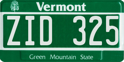 VT license plate ZID325