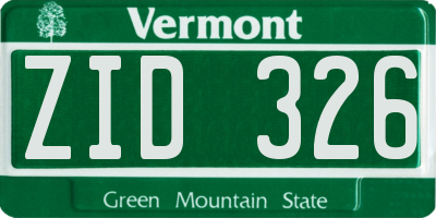 VT license plate ZID326