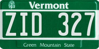 VT license plate ZID327