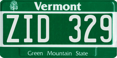 VT license plate ZID329
