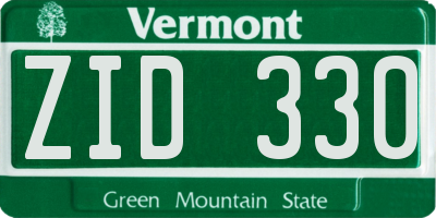 VT license plate ZID330