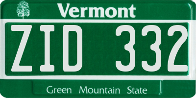 VT license plate ZID332