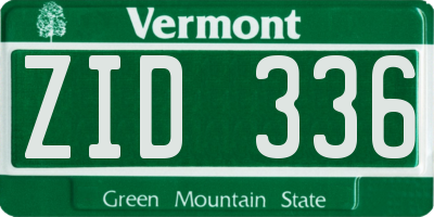 VT license plate ZID336