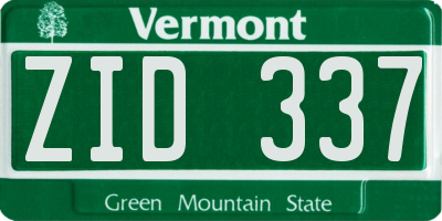 VT license plate ZID337
