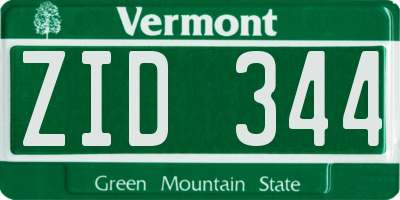 VT license plate ZID344
