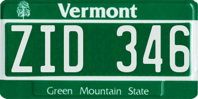 VT license plate ZID346