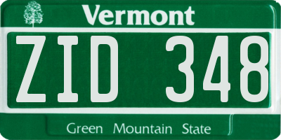 VT license plate ZID348