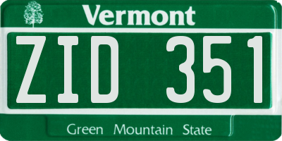 VT license plate ZID351