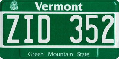 VT license plate ZID352