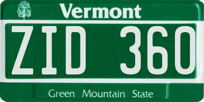 VT license plate ZID360