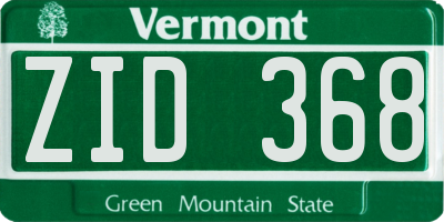 VT license plate ZID368