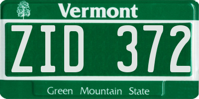 VT license plate ZID372
