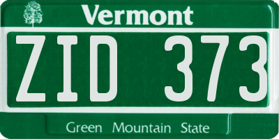 VT license plate ZID373