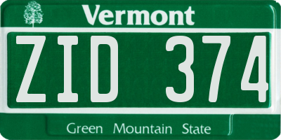 VT license plate ZID374