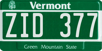 VT license plate ZID377