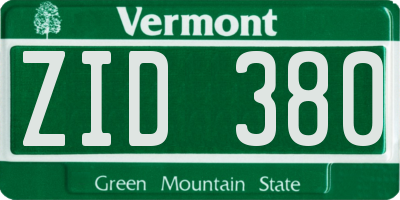 VT license plate ZID380