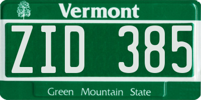 VT license plate ZID385