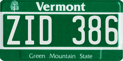 VT license plate ZID386
