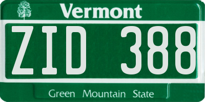 VT license plate ZID388