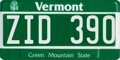 VT license plate ZID390