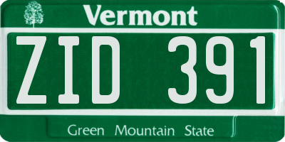 VT license plate ZID391